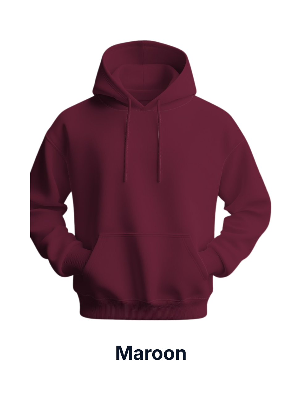 Maroon hoodie on a white background with 'Maroon' text below.